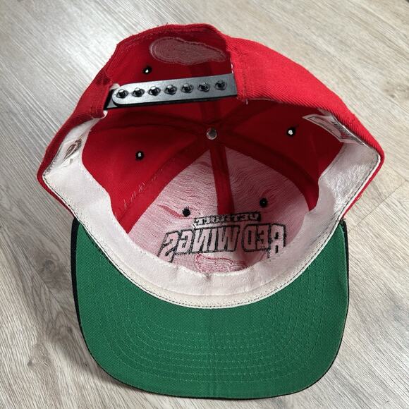 Vintage Detroit‎ Red Wings Hat Snapback NHL Nutmeg Wool Blend Red Black Cap USA - Picture 3 of 9